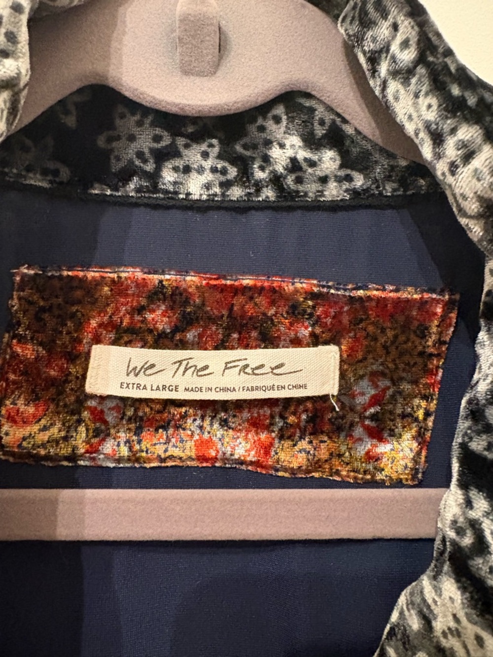 We The Free Velvet Patchwork Tunic in Rust, Navy, Peach - Picture 5 of 7